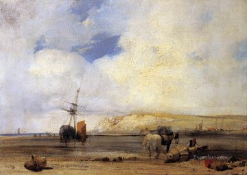 ピカルディ海岸のボート海景 リチャード・パークス・ボニントン Oil Paintings